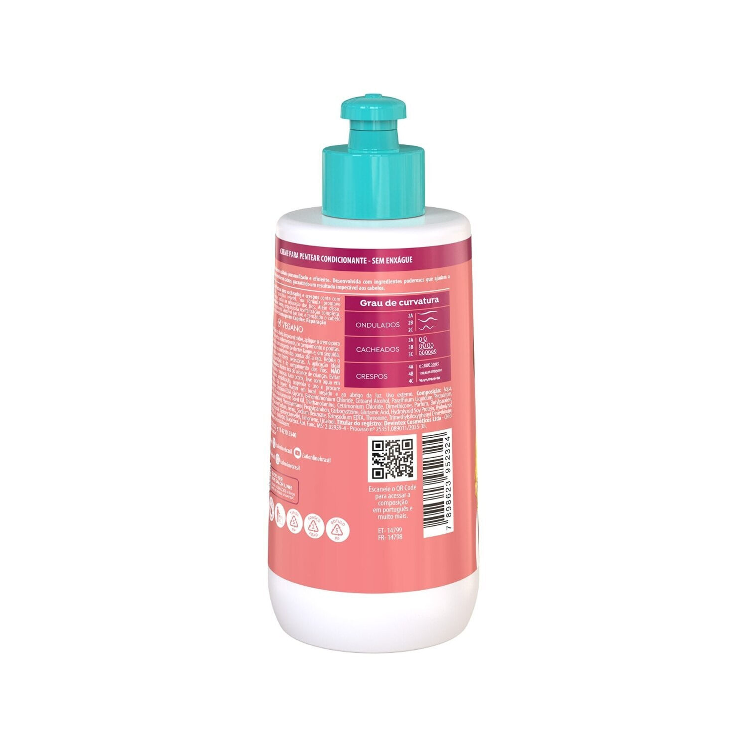 Creme de Pentear Salon Line SOS Cachos Rícino e Queratina 300ml on white background